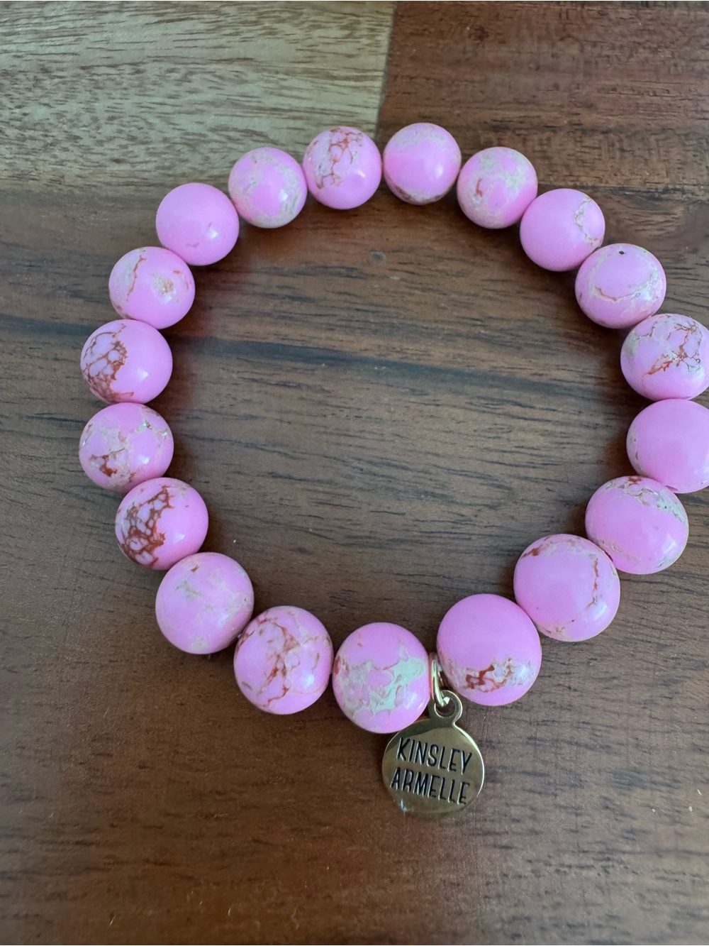 Kinsley Armelle Pink Bead Bracelet with Gold-Marble Accents